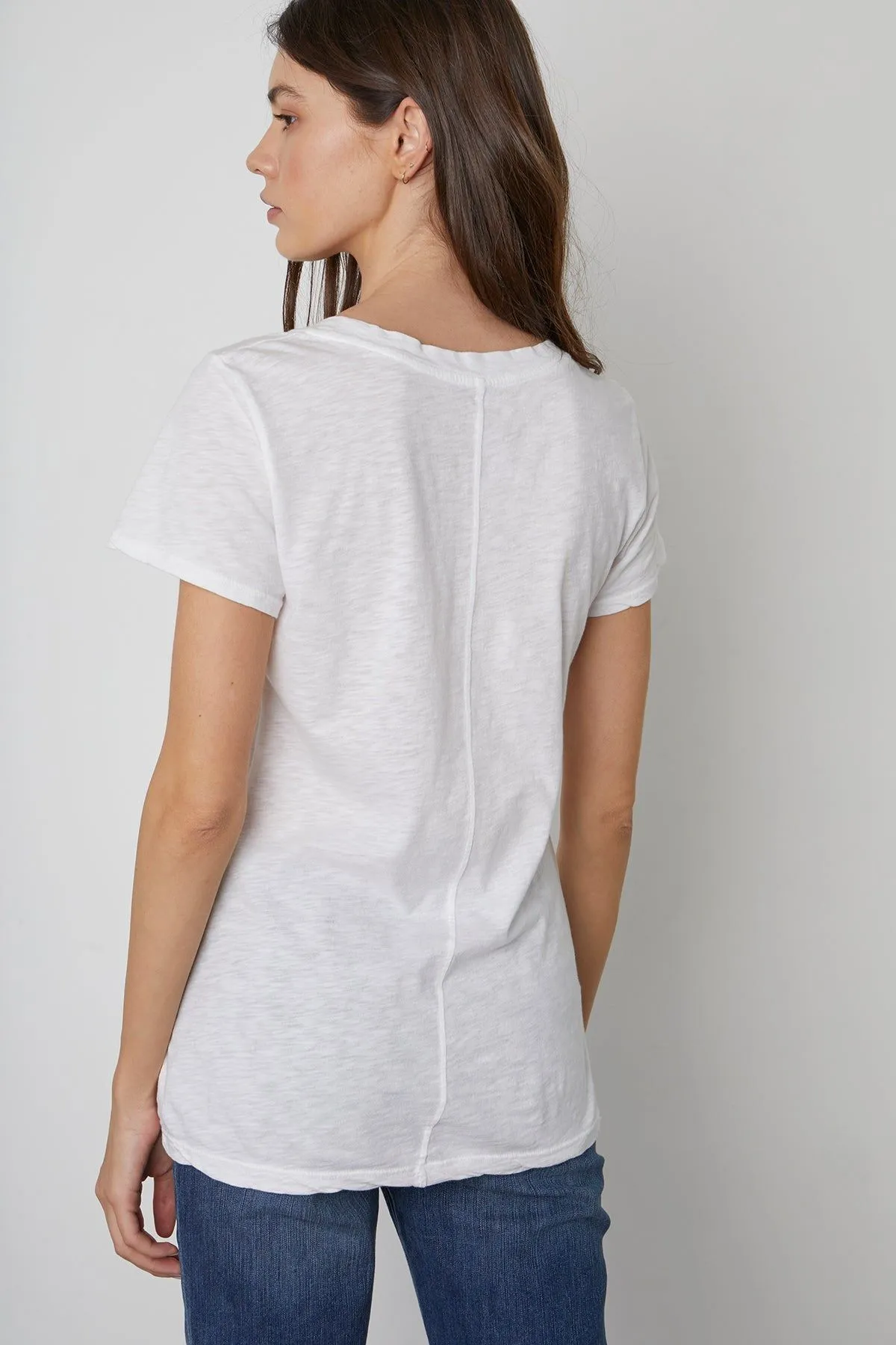 Velvet by Graham & Spencer Lilith Cotton Slub V-Neck Tee | White