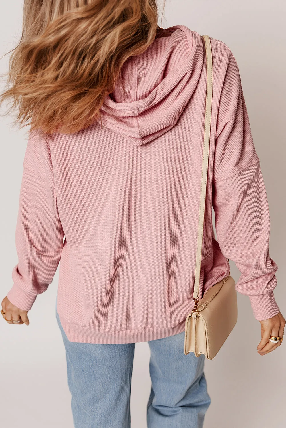 Waffle Knit Fleece Lined Oversized Hoodie