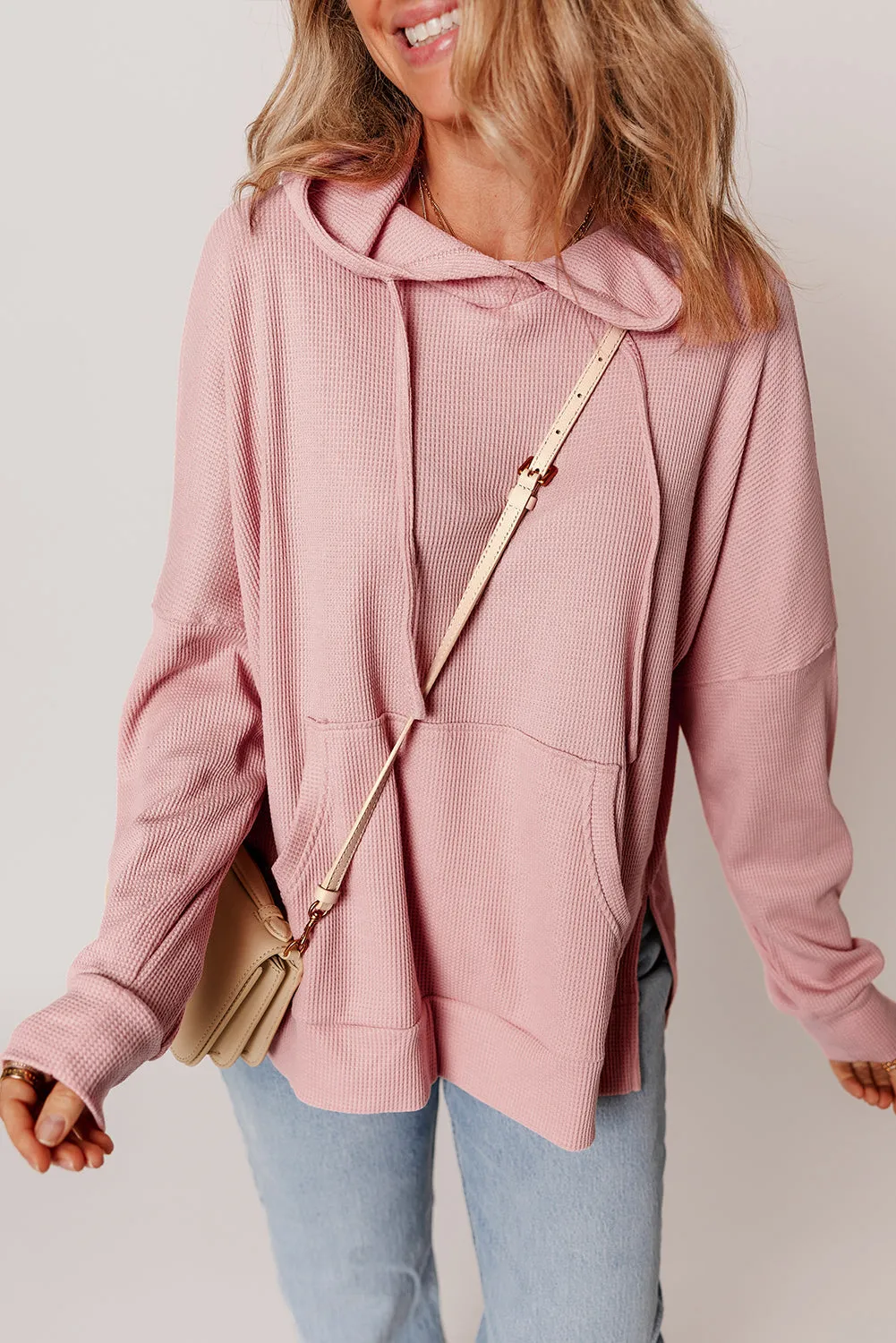 Waffle Knit Fleece Lined Oversized Hoodie