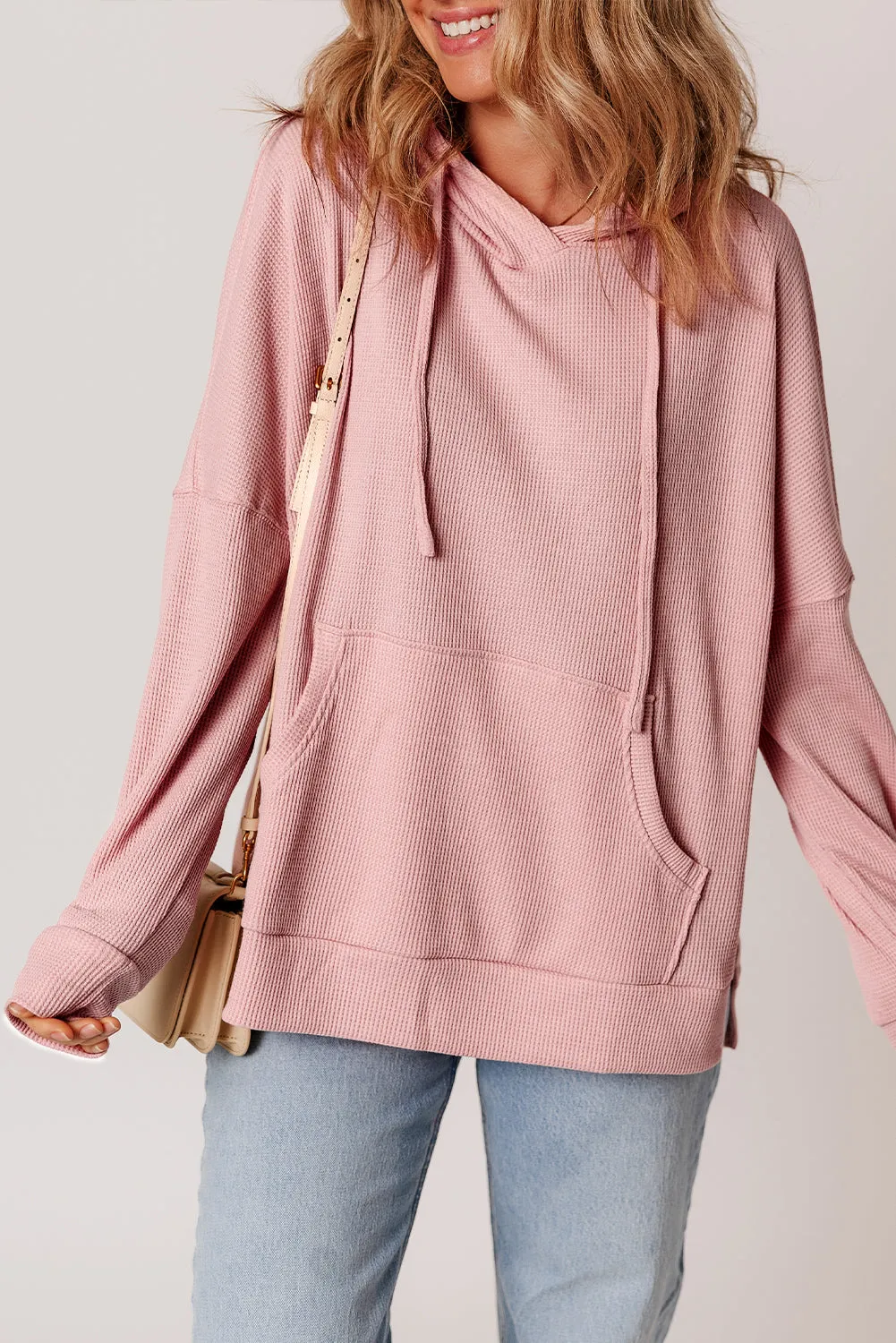 Waffle Knit Fleece Lined Oversized Hoodie