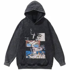 Washed Anime Hoodie Oversized