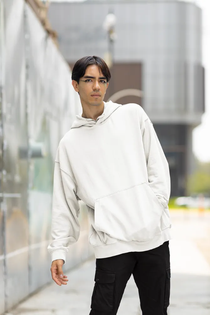 White Oversized Hoodie for men