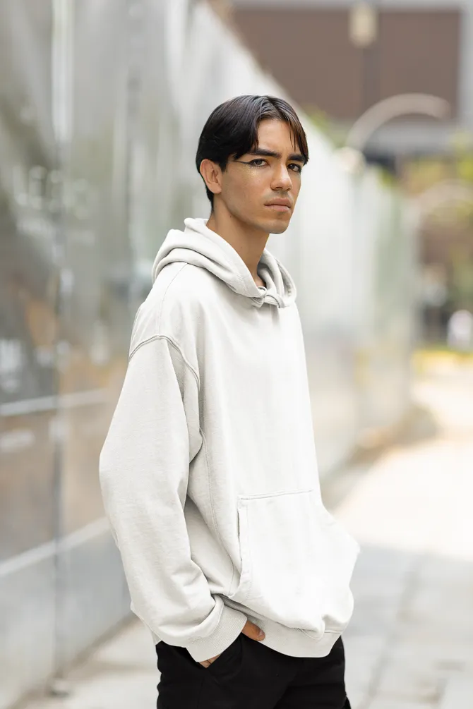 White Oversized Hoodie for men