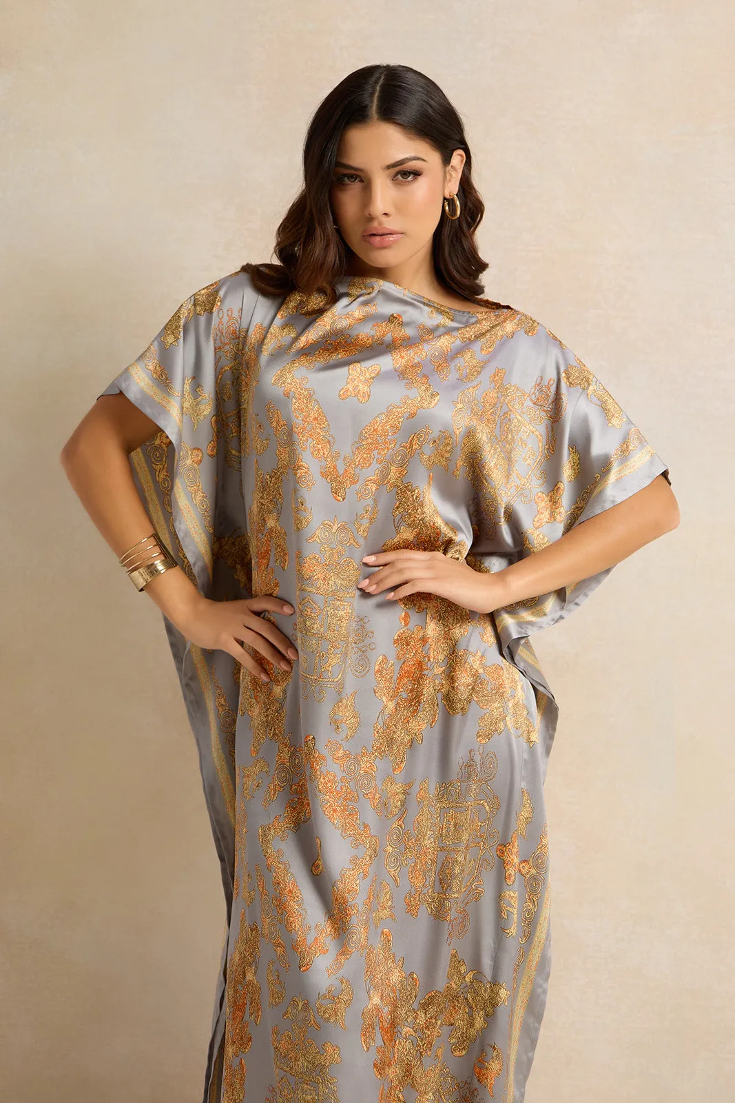 Women Blue Printed Shift Kimono Dress