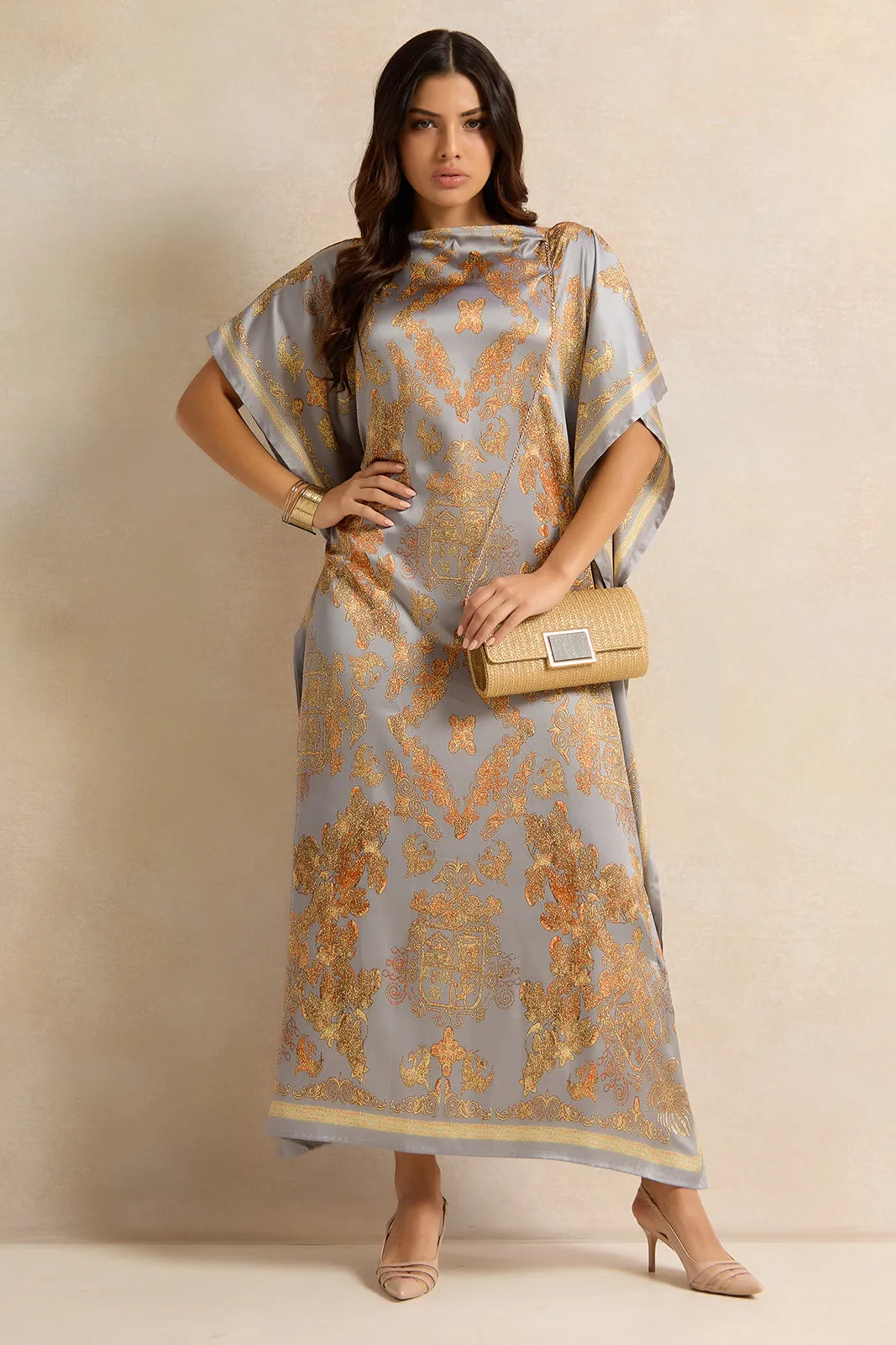 Women Blue Printed Shift Kimono Dress