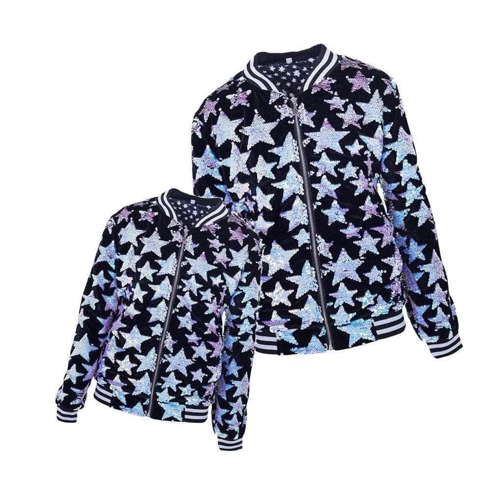 Women's Starry Night Velvet Bomber