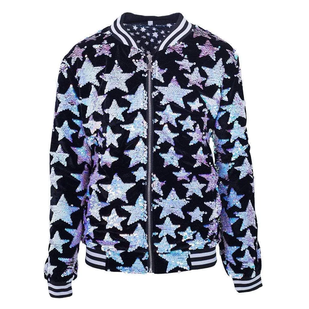 Women's Starry Night Velvet Bomber