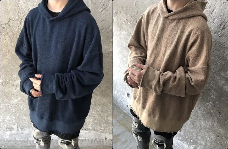 XS-6XL Oversized Cross Stitching Hoodie / Raw Edge Hoodie